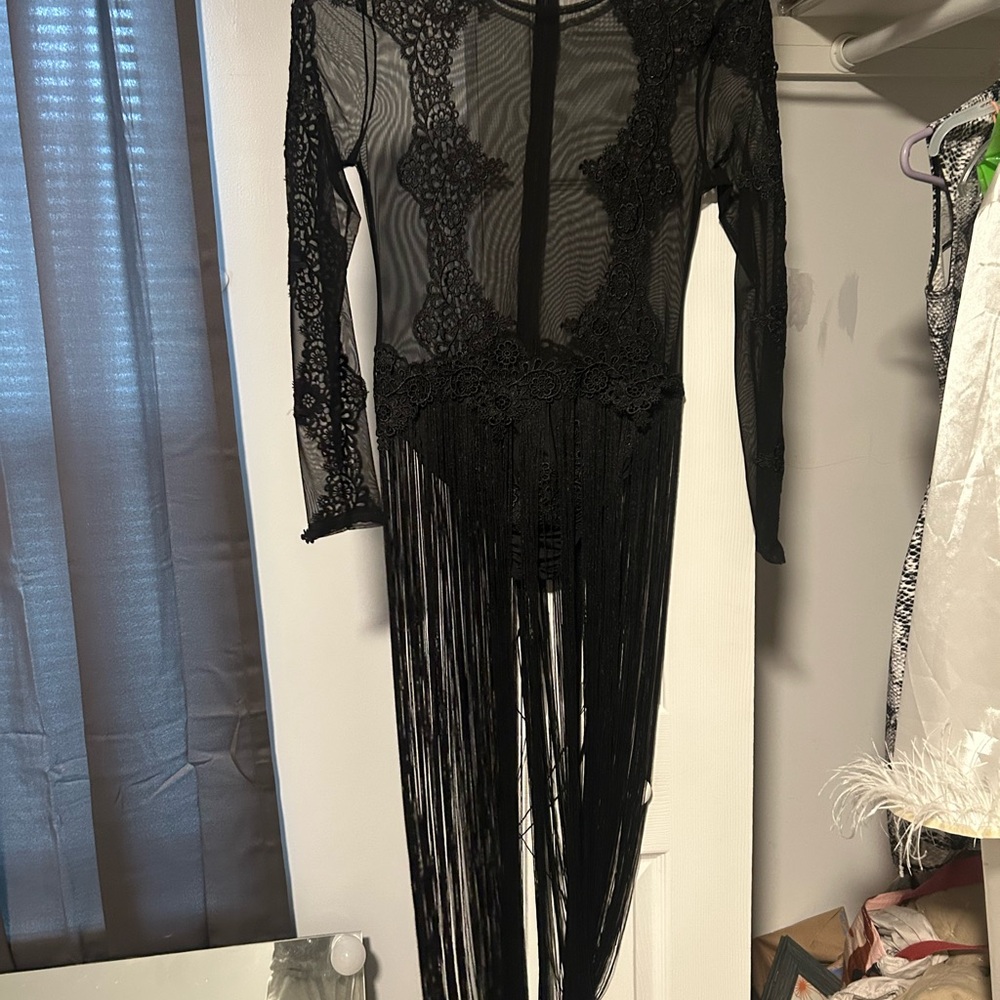 Windsor Black Backless Long Sleeve Dress